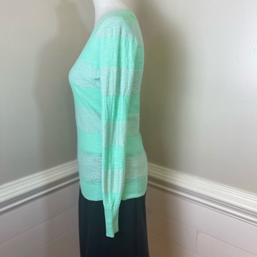 Express Mint & Sparkles Striped Sweater S FREE SHIP - Picture 2 of 5